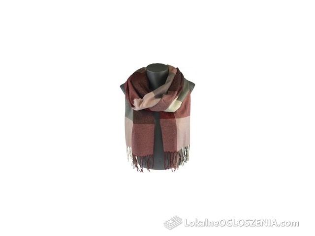 Szal tkany szalik elegancka chusta w kratę BŁYSK