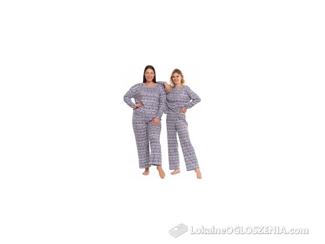 Ciepła Piżama Damska w Norweski Wzór Miękki Polar Wygoda L 4200-005 Szara
