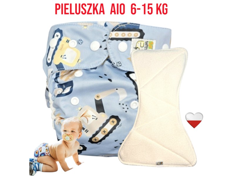 Pieluszka Wielorazowa AIO Kieszonka Mikropolar KOPARKI  NappiMe