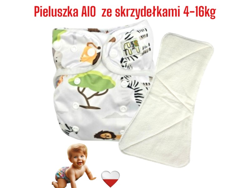 Pieluszka Wielorazowa AIO Kieszonka Coolmax ze Skrzydełkami SAFARI NappiMe