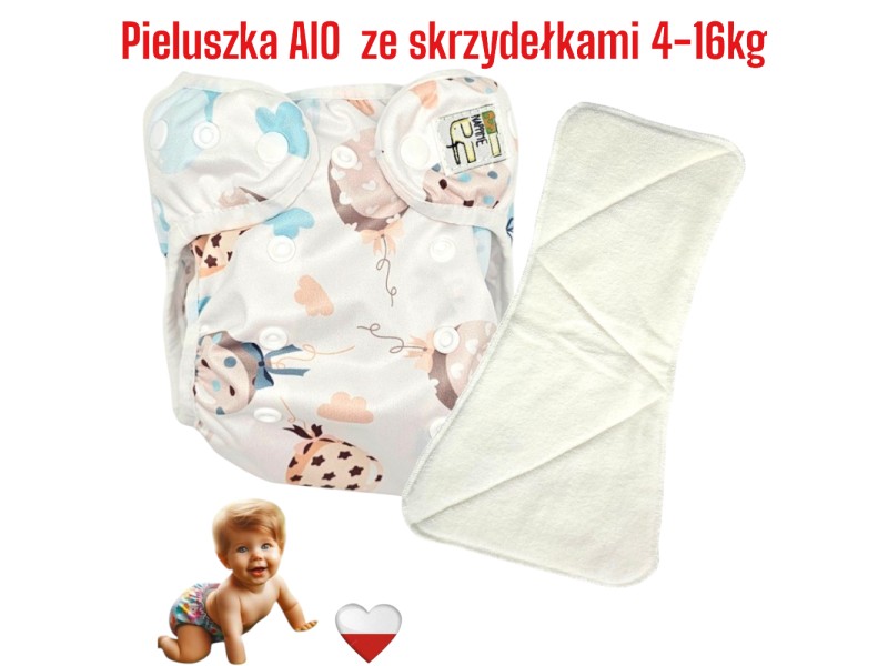 Pieluszka Wielorazowa AIO Kieszonka Coolmax ze Skrzydełkami BALONY MIĘTOWE NappiMe