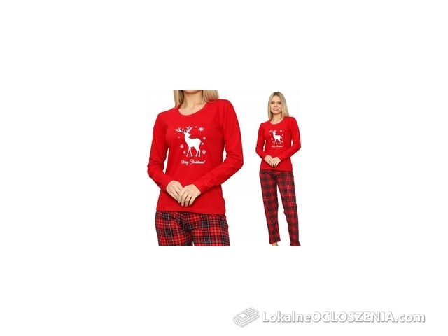 Asma Świąteczna Piżama Bawełniana Damska Długi Rękaw Xl