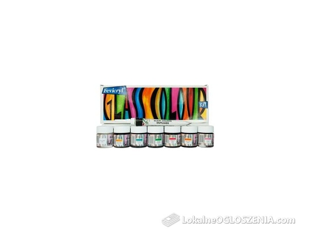 Pidilite Zestaw Farb Do Szkła Z Konturówką Fevicryl 7 X 10Ml
