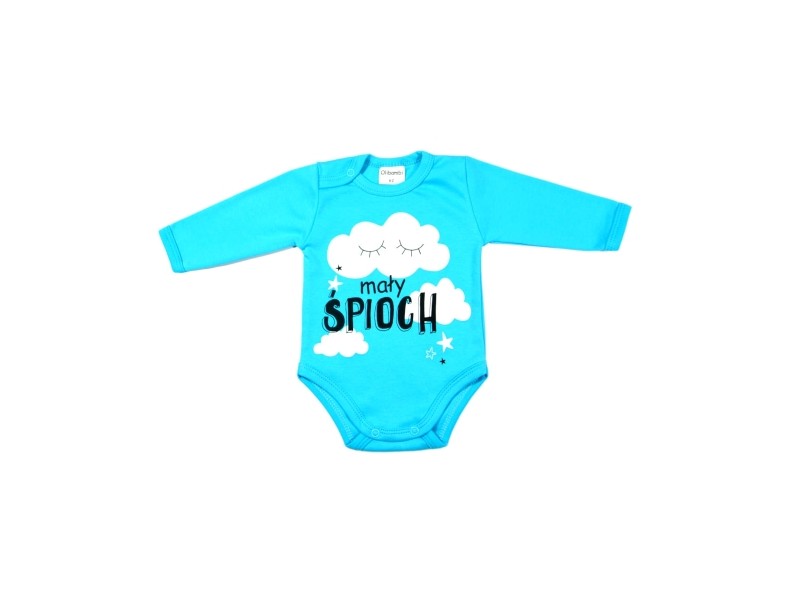 Body niemowlęce dł. rękaw napis MAŁY ŚPIOCH ( NIEBIESKI )