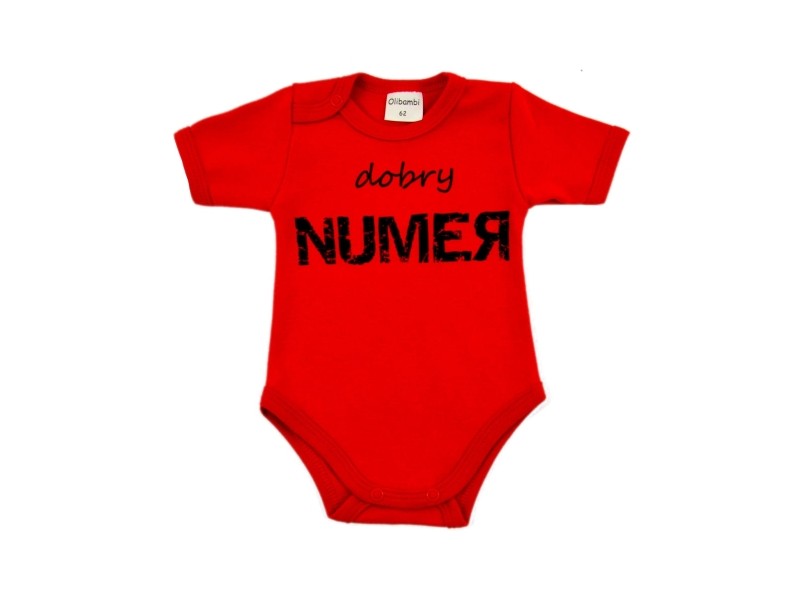 Body niemowlęce DOBRY NUMER czerwony
