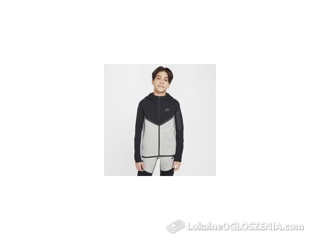 Rozpinana bluza z kapturem dla dużych dzieci Nike Sportswear Tech Fleece - Szary