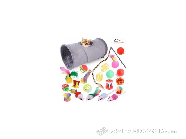 Pet Gang Zabawki Dla Kota Zestaw Zabawek Tunel Wędka Piłki Myszki Szpulki 22szt.