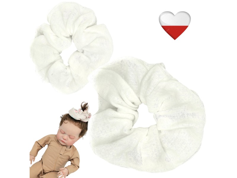 Gumka do włosów muślinowa - BIAŁA duża