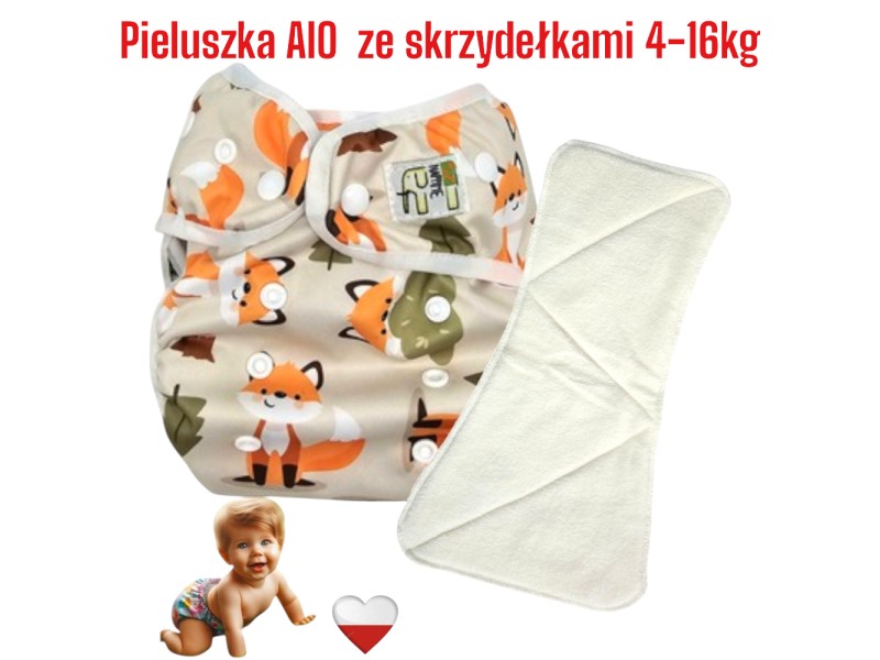 Pieluszka Wielorazowa AIO Kieszonka Coolmax ze Skrzydełkami  LISKI NappiMe