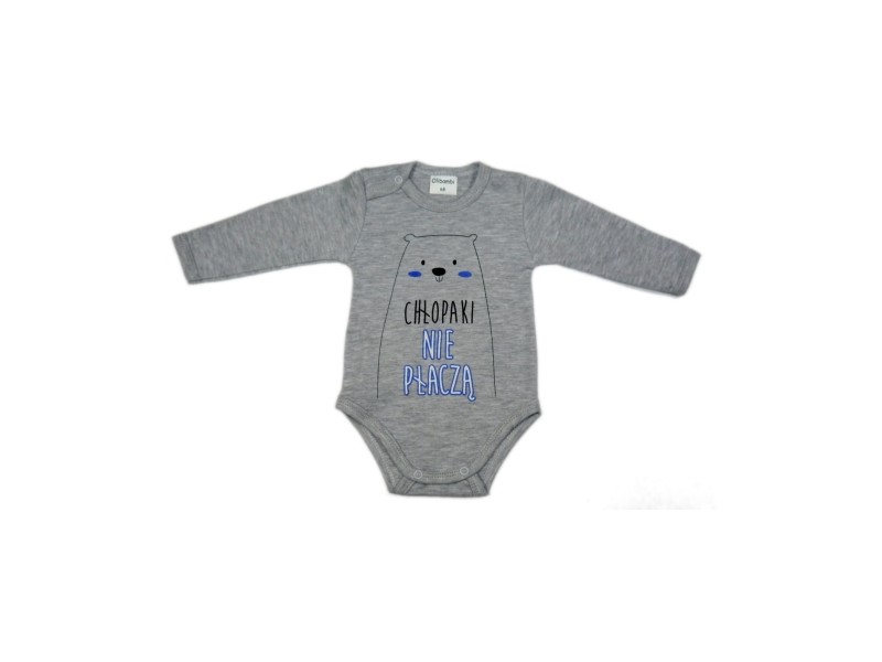 Body niemowlęce CHŁOPAKI NIE PŁACZĄ szary melanż
