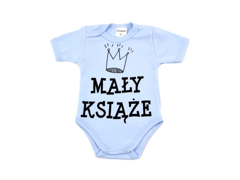 Body niemowlęce kr. rękaw napis MAŁY KSIĄŻE ( BŁĘKIT )