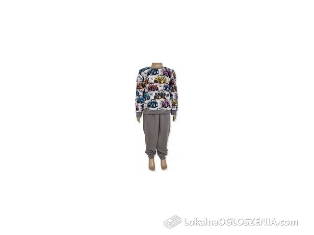 Komplet dla chłopca dresowy Bawełniany 104 do przedszkola 2cz druk Traktory
