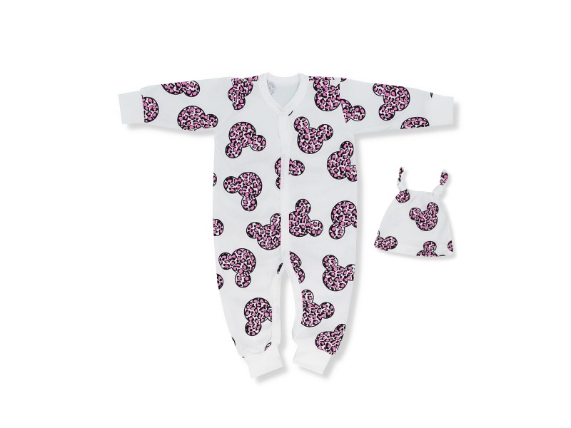 KOMPLET RAMPERS + CZAPECZKA Z KOLEKCJI MYSZKA NEON ECRU