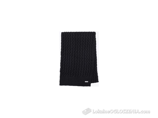 Szalik damski o splocie w delikatny wzór czarny