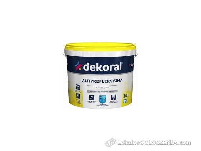 Dekoral Farba akrylowa antyrefleksyjna - POLINAK PLUS śnieżnobiała 10L