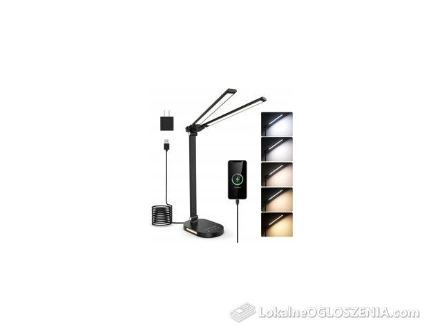 Lampa Biurkowa Led Podwójna Mocna + Ładowarka