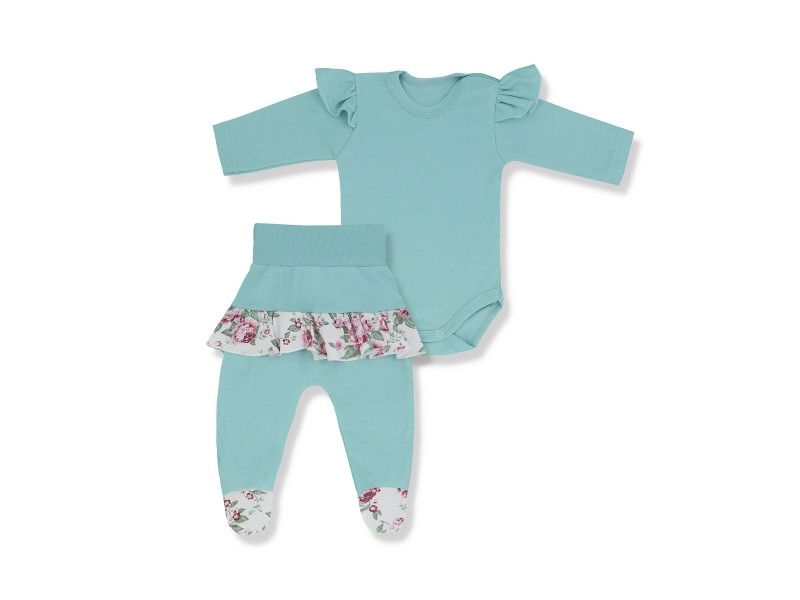 KOMPLET DLA DZIEWCZYNKI FALBANKA MIĘTA
