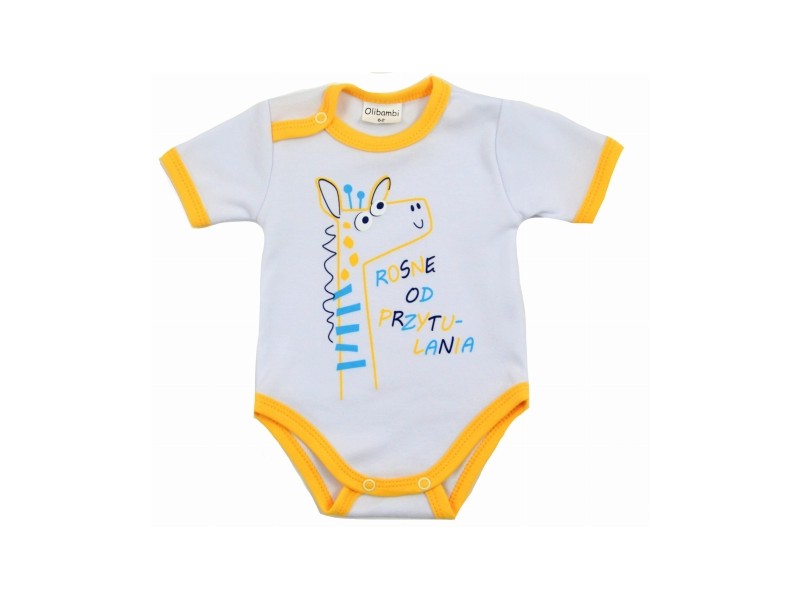 Body niemowlęce kr. rękaw napis ROSNĘ OD PRZYTULANIA BIAŁE