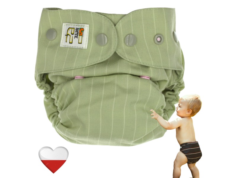 OTULACZ WEŁNIANY - JASNOZIELONE PASY szare napy