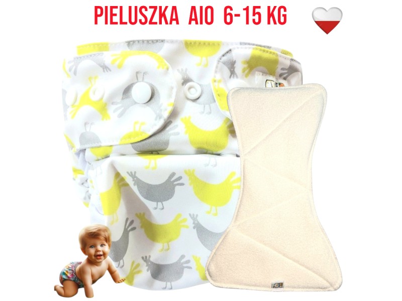 Pieluszka Wielorazowa AIO Kieszonka Coolmax KURKI  NappiMe
