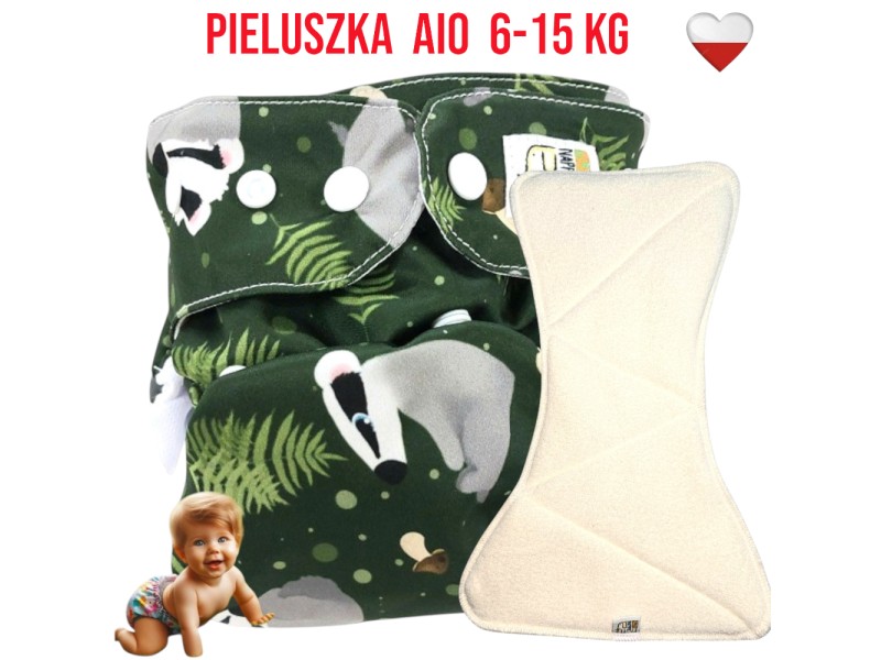 Pieluszka Wielorazowa AIO Kieszonka Mikropolar BORSUKI  NappiMe