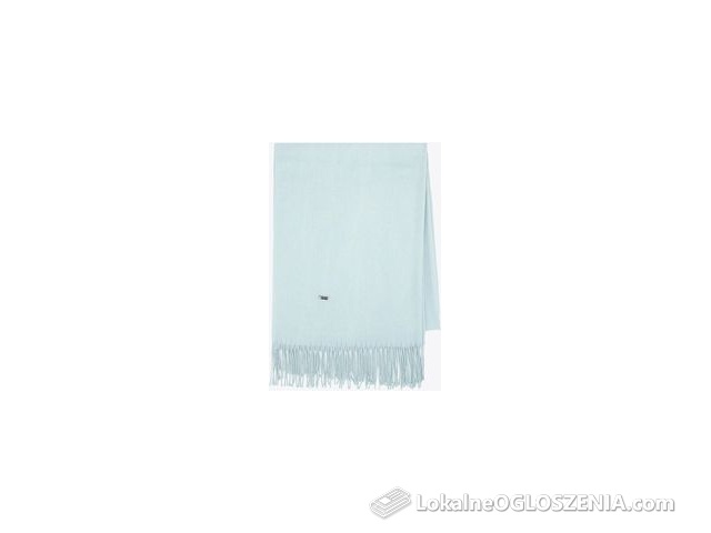 Szalik damski z frędzlami jednolity błękitny