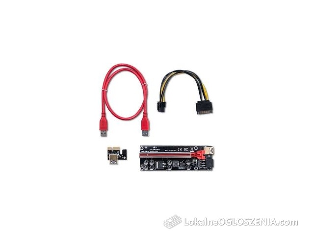 Qoltec Riser PCI-E 1x - 16x | USB 3.0 | ver.009S Plus | SATA/PCI-E 6 pin (55508)