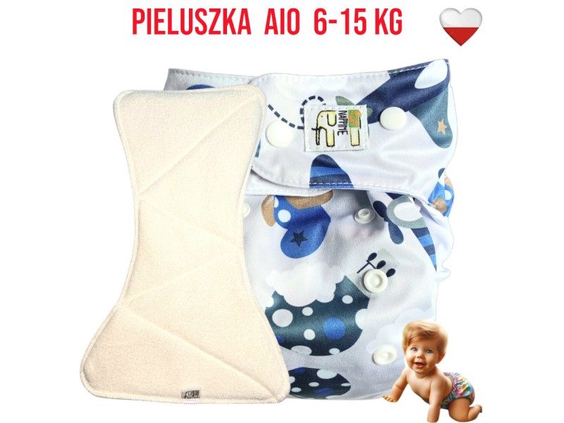 Pieluszka Wielorazowa AIO Kieszonka Coolmax SAMOLOTY  NappiMe